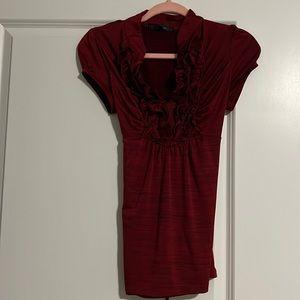 Red blouse with tie in the back